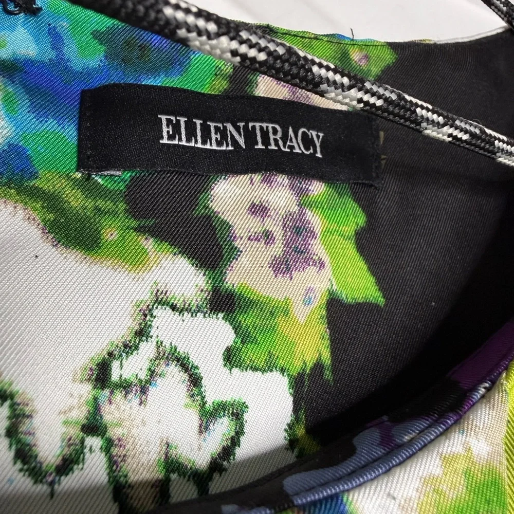 Ellen Tracy Black and Blue Floral Midi Dress - Picture 2 of 6